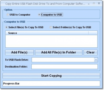 Screenshot of the application Copy Entire USB Flash Disk Drive To and From Computer - #1