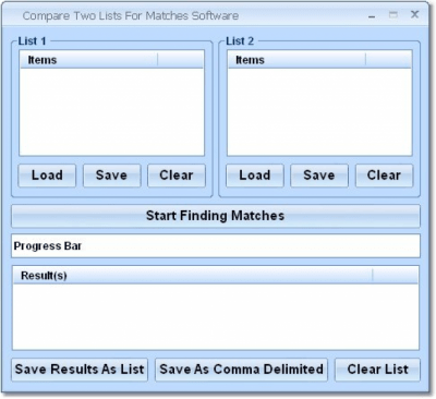 Screenshot of the application Compare Two Lists For Matches - #1