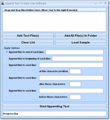 Screenshot of the application Append Text To Each Line - #1