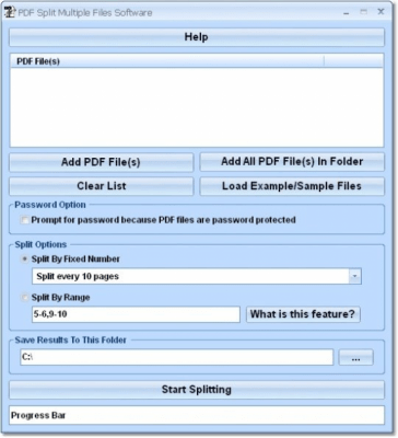 Screenshot of the application PDF Split Multiple Files Software - #1