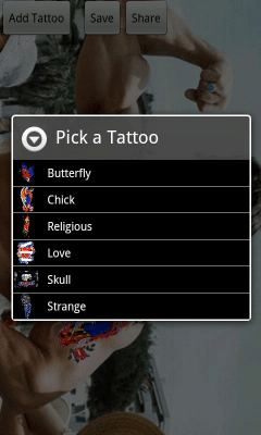 Screenshot of the application Tattoo Prank - #1