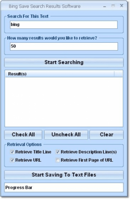 Screenshot of the application Bing Save Search Results - #1