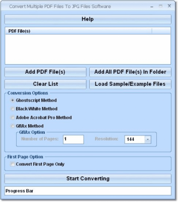 Screenshot of the application Convert Multiple PDF Files To JPG Files - #1