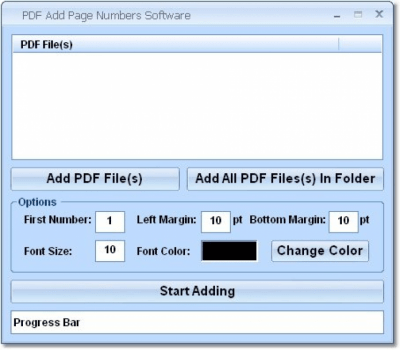 Screenshot of the application PDF Add Page Numbers - #1