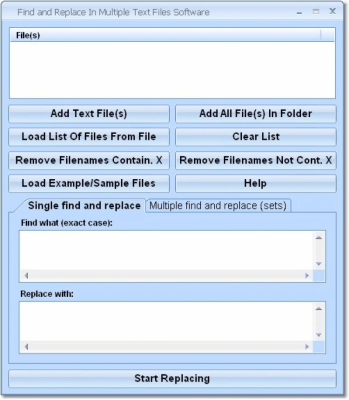 Screenshot of the application Find and Replace In Multiple Text Files - #1