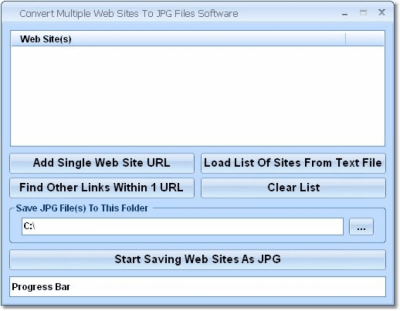 Screenshot of the application Convert Multiple Web Sites To JPG Files - #1