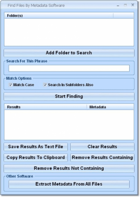 Screenshot of the application Find Files By Metadata - #1