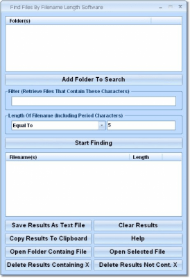 Screenshot of the application Find Files By Filename Length - #1
