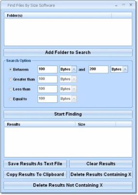 Screenshot of the application Find Files By Size Software - #1