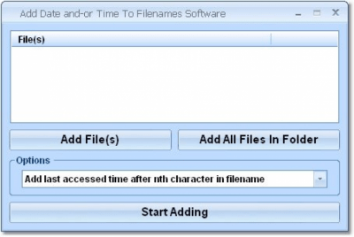 Screenshot of the application Add Date and-or Time To Filenames - #1