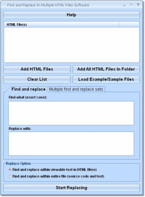 Screenshot of the application Find and Replace In Multiple HTML Files - #1