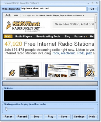 Screenshot of the application Internet Radio Recorder Software - #1