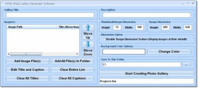 Screenshot of the application HTML Photo Gallery Generator - #1