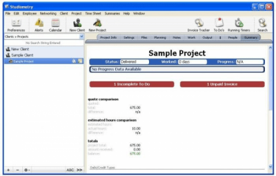 Screenshot of the application Studiometry - #1