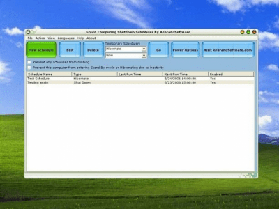 Screenshot of the application Green Computing Shutdown Scheduler - #1