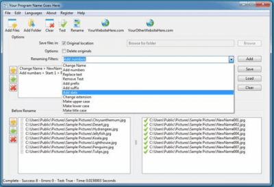 Screenshot of the application Your File Renamer - #1