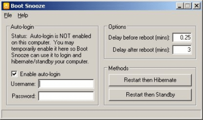 Screenshot of the application Boot Snooze - #1