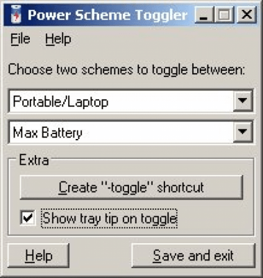 Screenshot of the application Power Scheme Toggler - #1