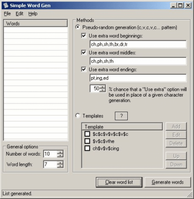 Screenshot of the application Simple Word Gen - #1