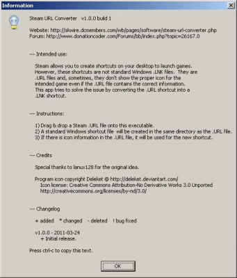 Screenshot of the application Steam URL Converter - #1