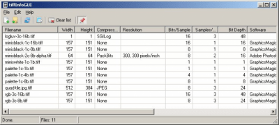 Screenshot of the application tiffInfoGUI - #1