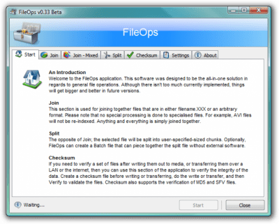 Screenshot of the application FileOps - #1