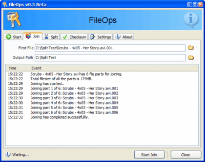 Screenshot of the application FileOps - #2