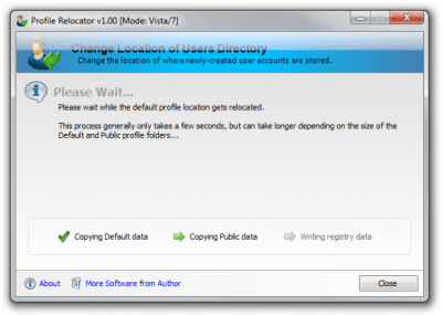 Screenshot of the application Profile Relocator - #3