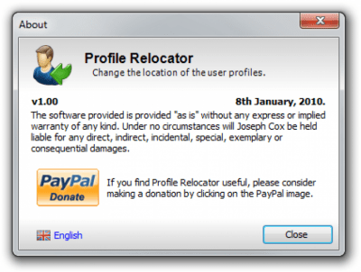 Screenshot of the application Profile Relocator - #4