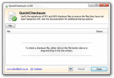 Screenshot of the application QuickiChecksum - #1