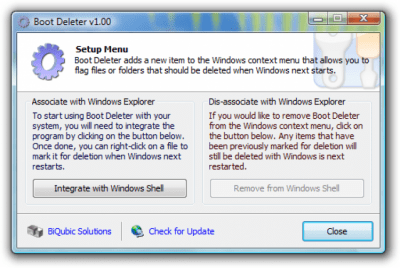 Screenshot of the application Boot Deleter - #1