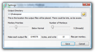 Screenshot of the application Infinite Monkeys - #2
