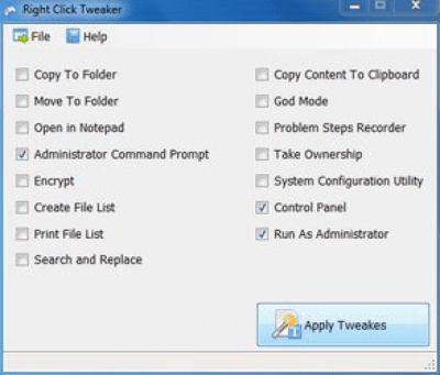 Screenshot of the application Right Click Tweaker Portable - #1