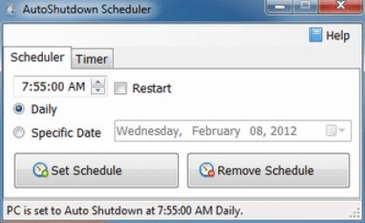 Screenshot of the application Auto Shutdown Scheduler - #1