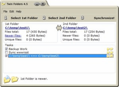 Screenshot of the application Twin Folders - #1