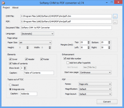 Screenshot of the application CHM to PDF Converter - #1