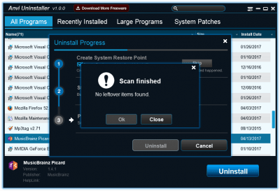 Screenshot of the application Anvi Uninstaller - #1