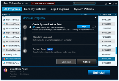 Screenshot of the application Anvi Uninstaller - #4