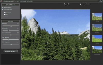 Screenshot of the application Photomatix Essentials - #1