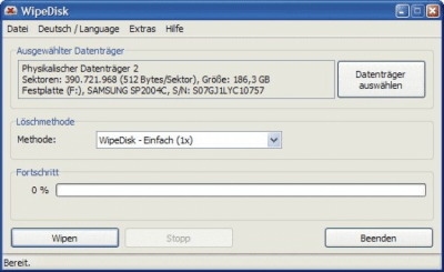 Screenshot of the application WipeDisk - #1