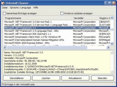 Screenshot of the application UnInstall Cleaner - #1