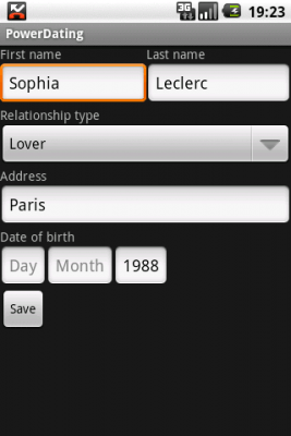 Screenshot of the application PowerDating - #1