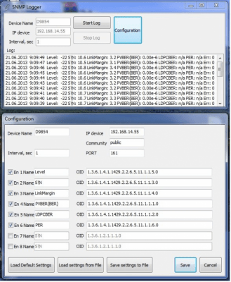 Screenshot of the application SNMPLogger - #1