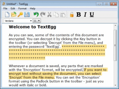 Screenshot of the application TextEgg Simple Encryption Software - #1