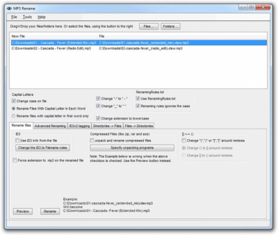 Screenshot of the application MP3 Rename - #1