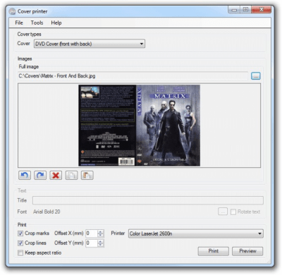 Screenshot of the application Cover Printer - #1