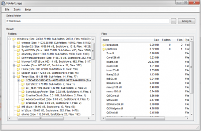 Screenshot of the application FolderUsage - #1