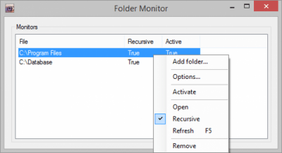 Screenshot of the application Folder Monitor - #1