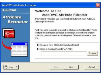 Screenshot of the application AutoDWG Attribute Extractor - #1