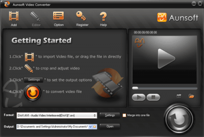 Screenshot of the application Aunsoft Video Converter - #1